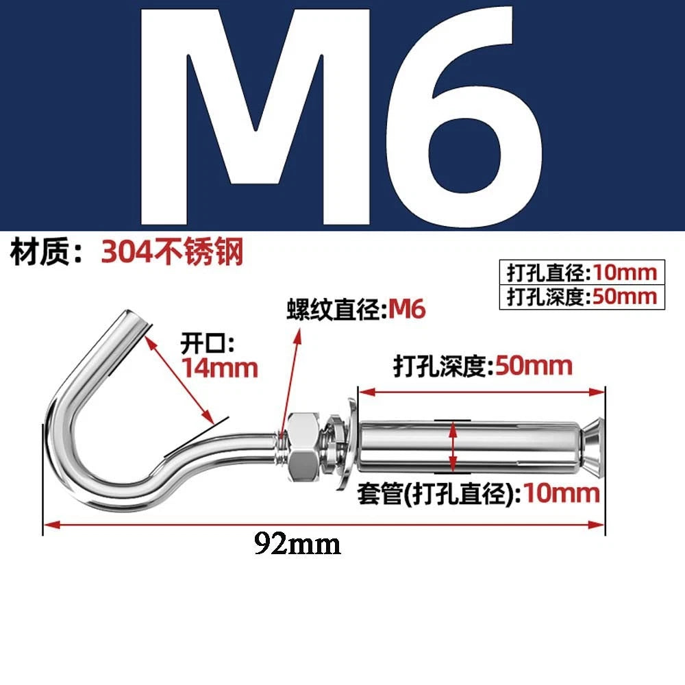 Concrete Eye Bolt Expansion Anchors — M6 M8 M10 M12 Hook Bolts for Concrete Walls