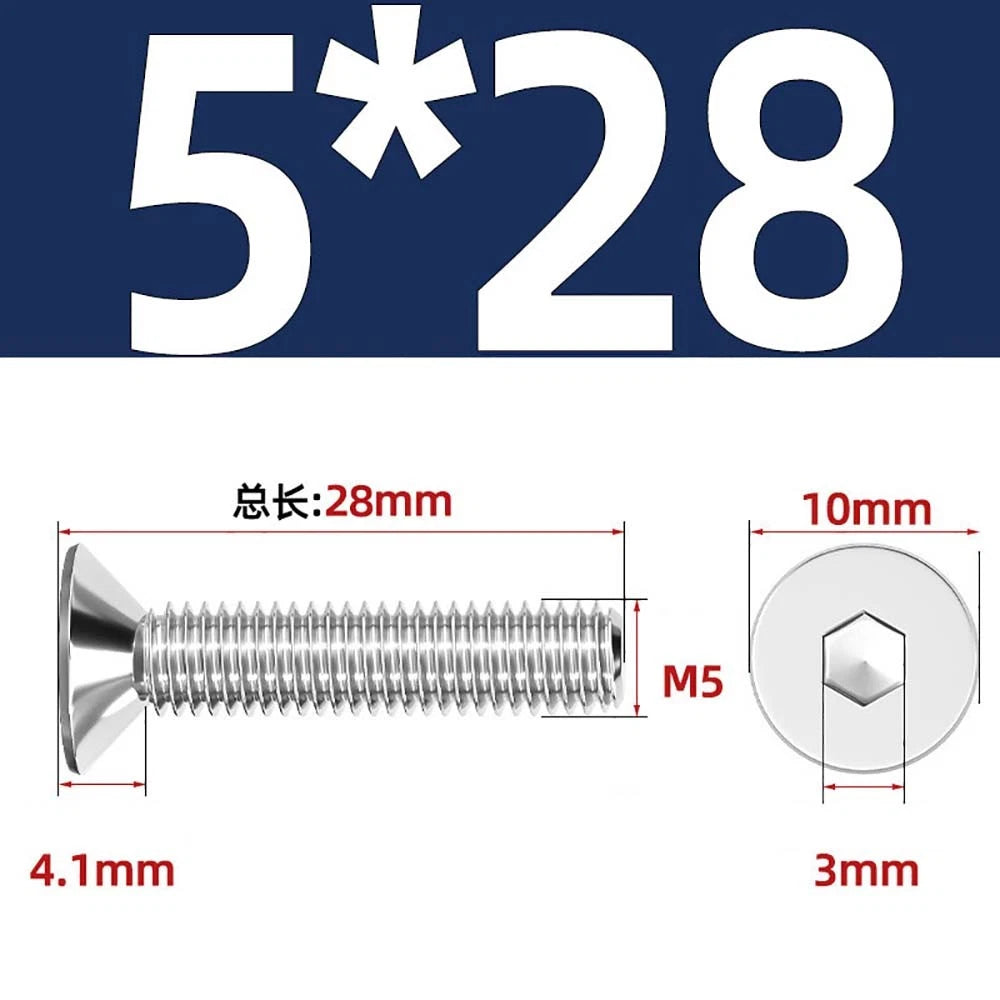 Countersunk Hex Socket Screws – A2 Stainless Steel, M2 to M16, DIN 7991, Fully Threaded