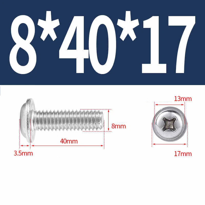 Phillips Flanged Pan Head Machine Screws – 304 / 316 Stainless Steel, Built‑in Washer (3–60mm Lengths)
