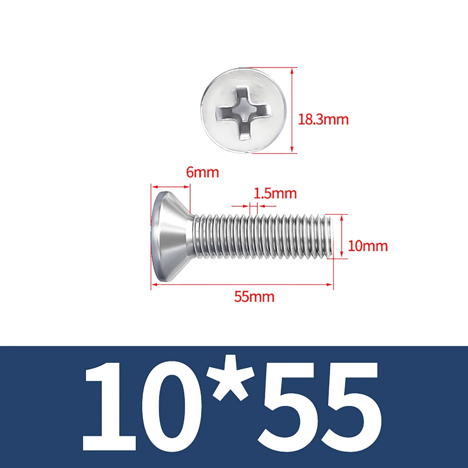 M3–M10 Phillips Countersunk Machine Screws – A2 Stainless Steel, Flat Head, Fully Threaded (3–100mm Overall Length)