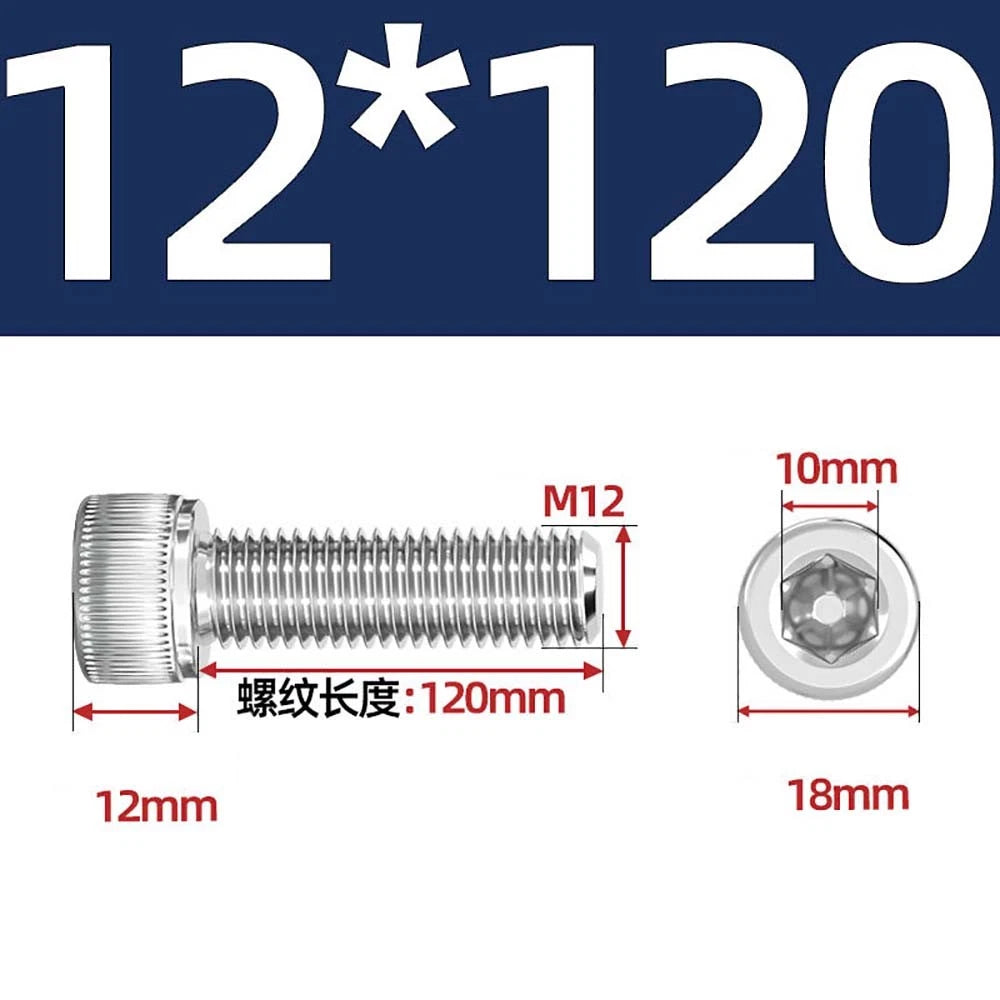 Socket Head Cap Screws – A2 Stainless Steel, M6 to M24, Hex Drive (DIN 912)