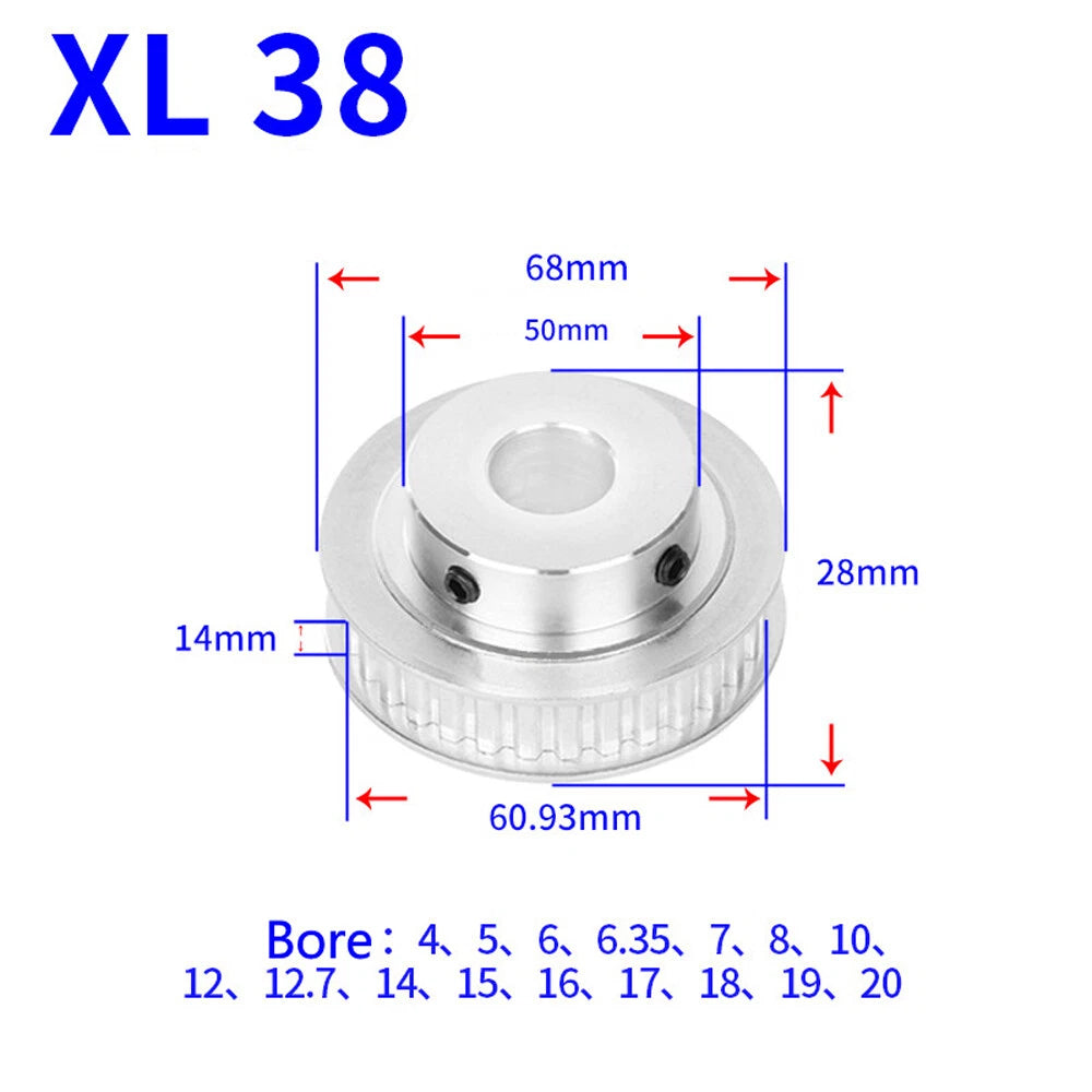 XL 15T-60T Timing Belt Pulley Pitch 5.08mm With Keyway Drive Pulleys Width 14mm