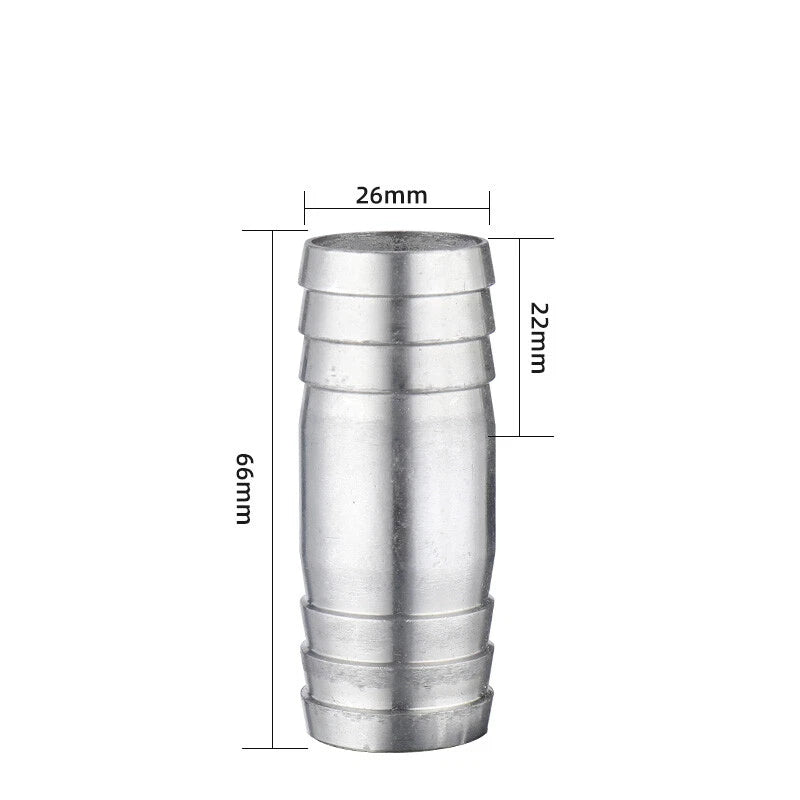 A2 Stainless Steel Straight Hose Joiner Barbed Connector — Sizes 6mm–41mm