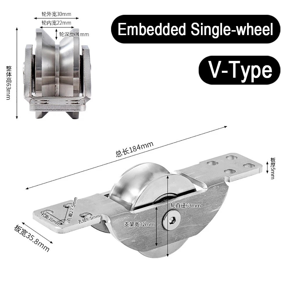 Stainless Steel Pulley Groove 22mm Sliding Door Roller Runner Wheel Track Pulley