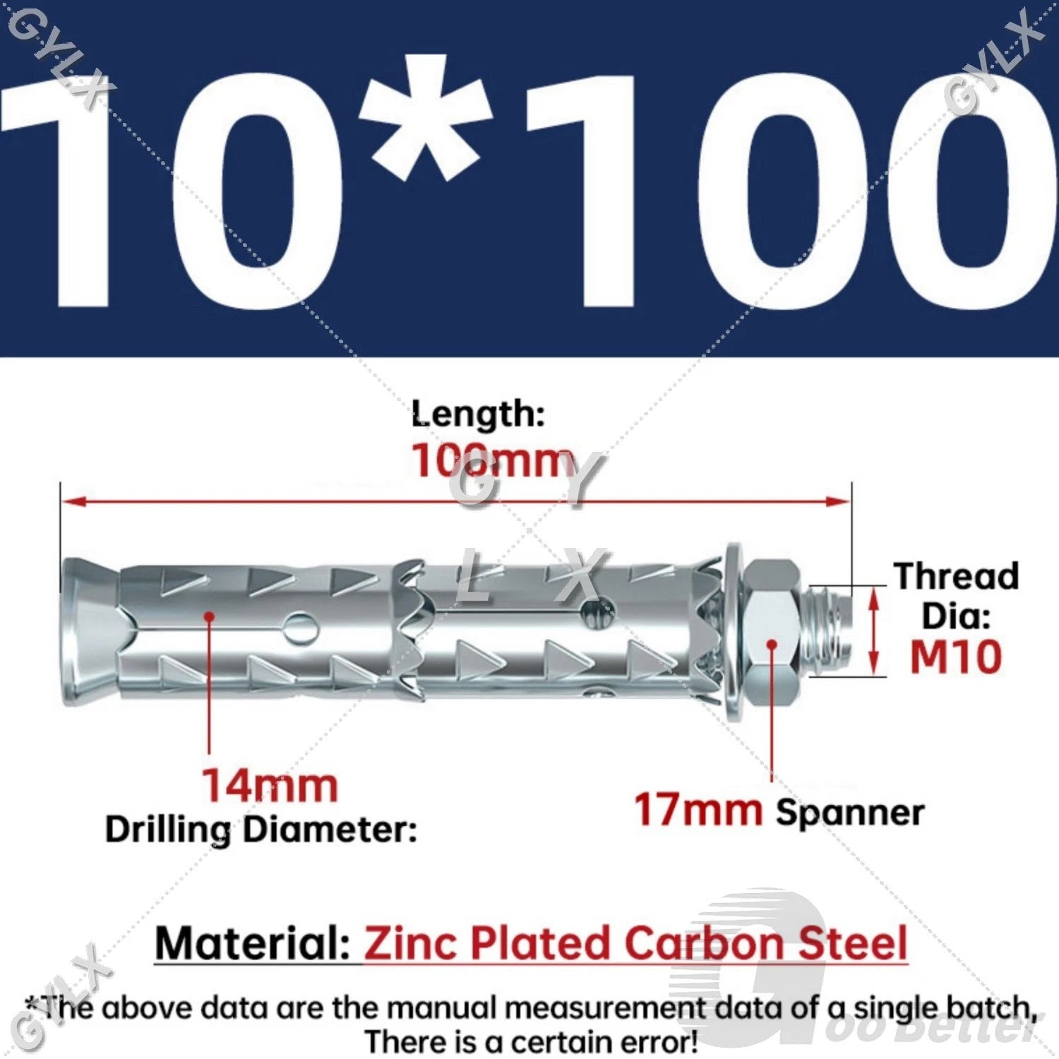 Galvanized Masonry Concrete Expansion Bolts — M6 M8 M10 M12 Wall Anchor Screws