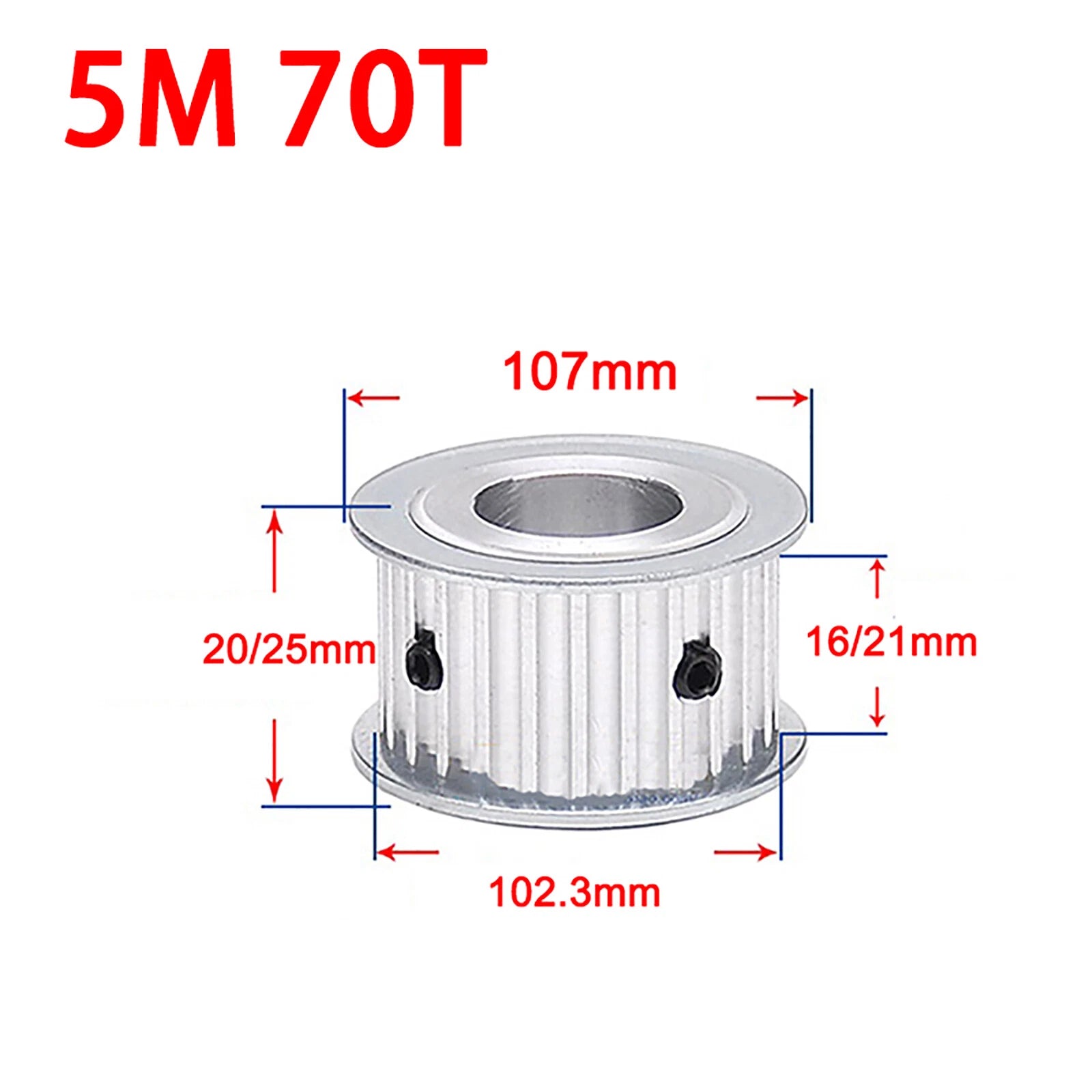 5M Timing Belt Pulley Drive Pulley Through Hole 10T -100 Tooth 21mm Width For 3D