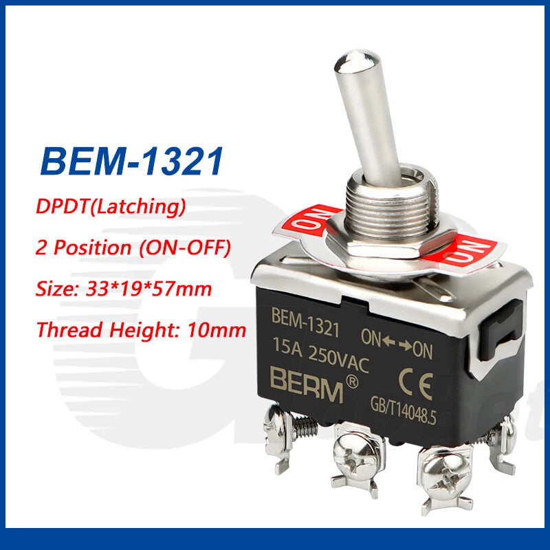 Toggle Switch SPST SPDT DPST DPDT 250V AC 15A — E-TEN & BEM Series with Waterproof Cover