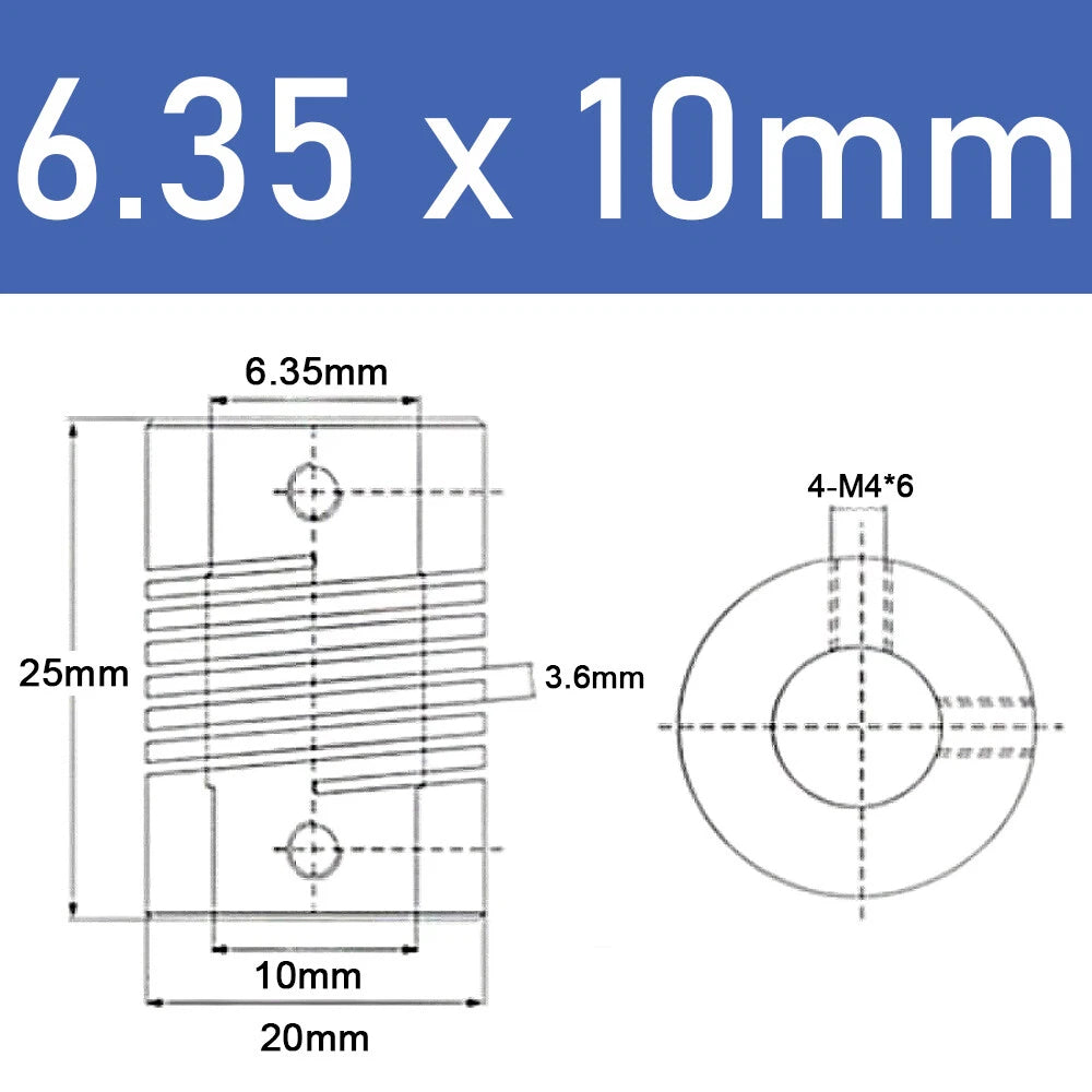 Inner Orifice 5-10mm Flexible Shaft Coupling Rigid Stepper Motor Coupler D20*L25