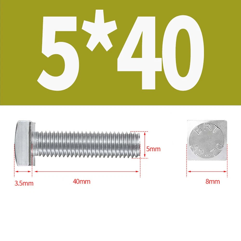 M4 M5 Small Head Square Bolt — 304 Stainless Steel, Multiple Lengths