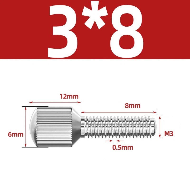 Knurled Thumb Screws – 304 Stainless Steel Small Head Thumbscrew Bolts M2–M8