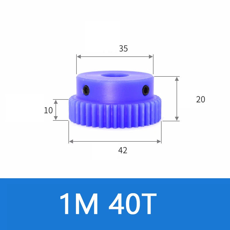 Blue Nylon Spur Gears 1/1.5/2/3Mod Transmission Gear 12-60T With Step Motor Gear