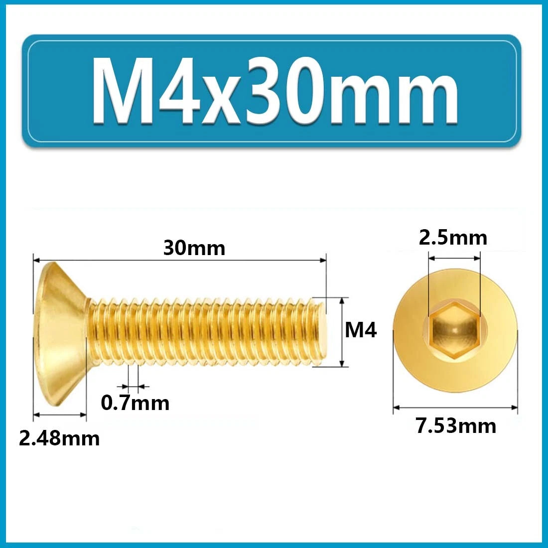 Solid Brass Hex Socket Countersunk Machine Screws – M3 to M12, Allen Drive, Flat Head (8–50mm)