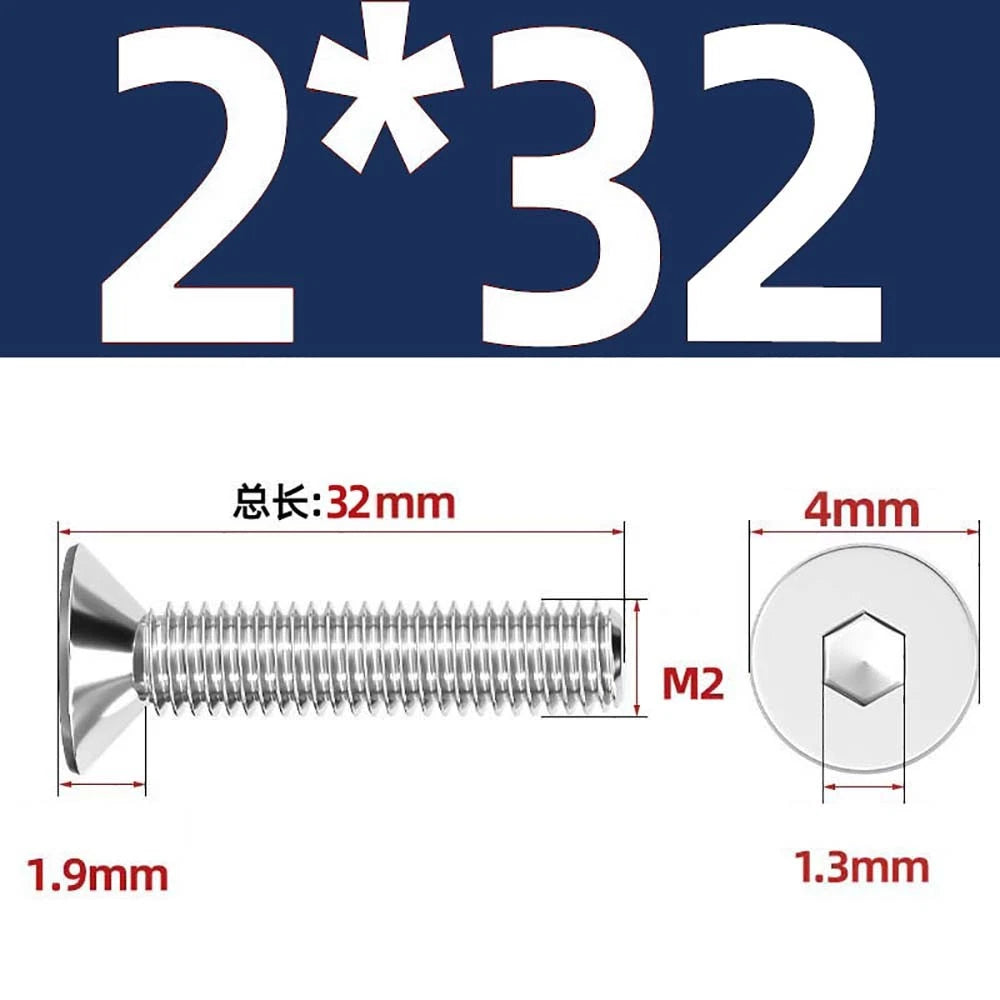 Countersunk Hex Socket Screws – A2 Stainless Steel, M2 to M16, DIN 7991, Fully Threaded