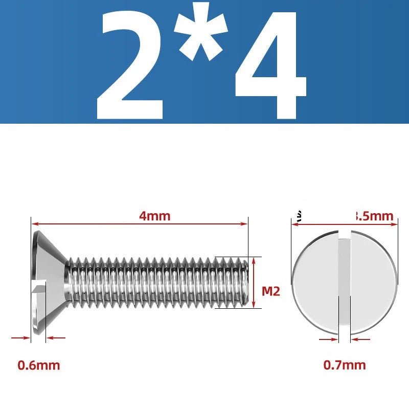 A2 Stainless Steel Slotted Countersunk Machine Screws — M1.6 to M10, Flat Head CSK Bolts - HomeDIYer