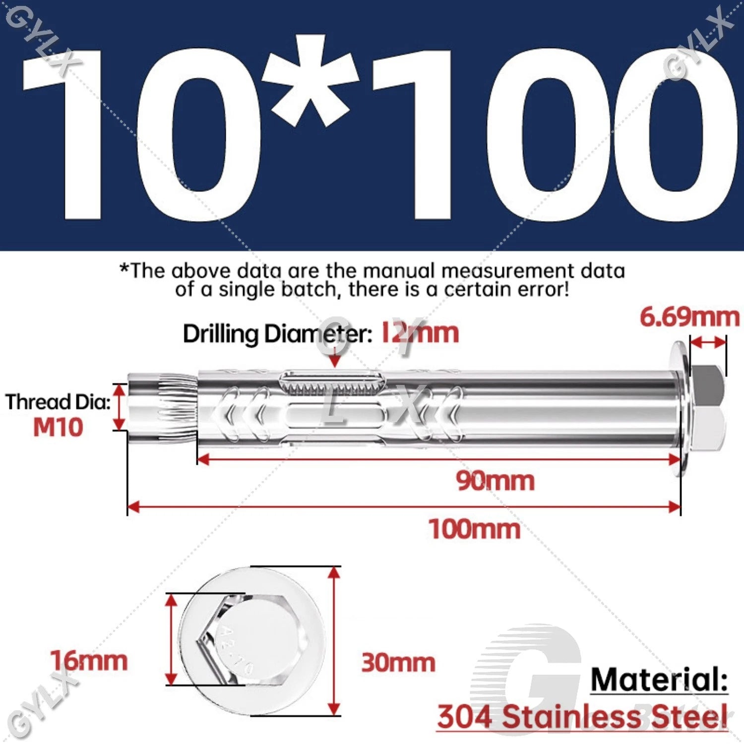 Stainless Steel Expansion Bolts for Masonry — M6 M8 M10 M12 Wall Anchor Screws