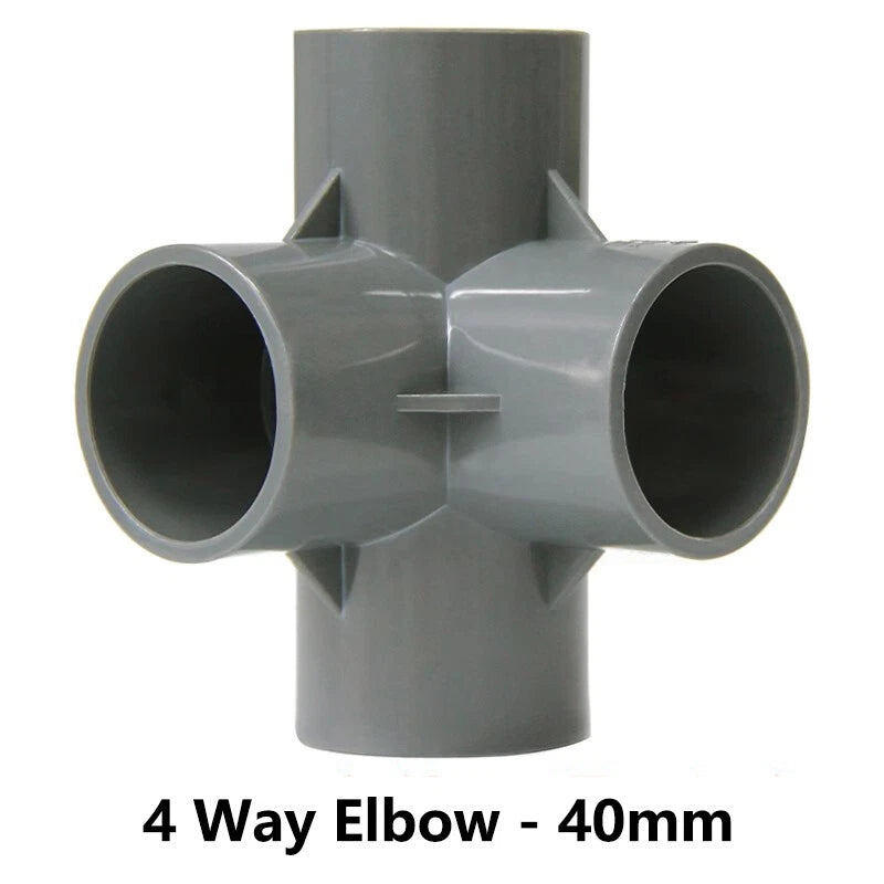 PVC 3 4 5 6-Way Elbow Connector Coupling Pipe Fittings Dia 20 25 32 40 50mm Grey
