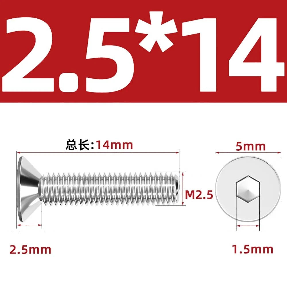 A4 Stainless Steel Countersunk Hex Socket Screws – Marine Grade, M2 to M16 (DIN 7991)