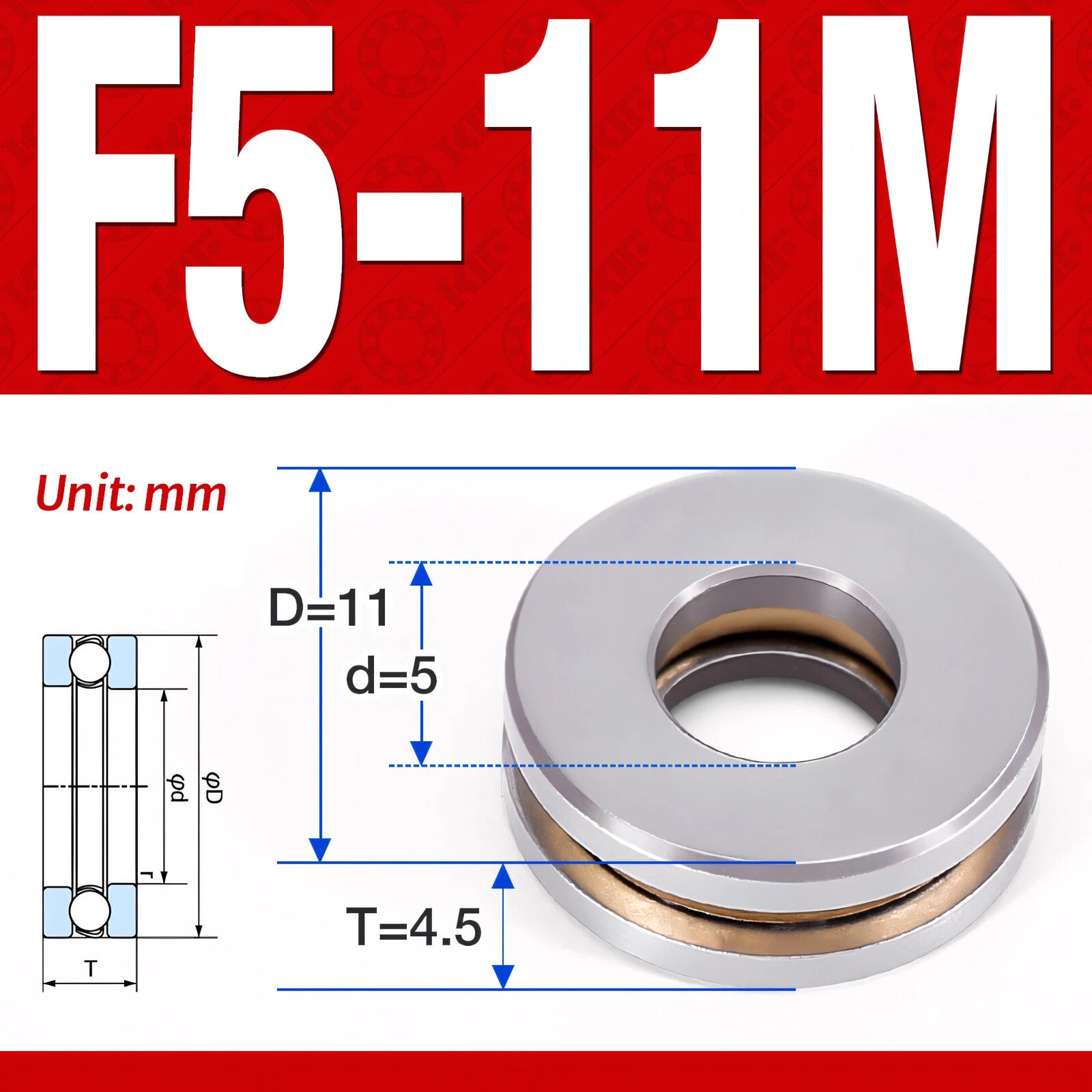Plane Axial Ball Bearing Thrust Bearings F2-6M - F13-22M- 51100 - 51413 Series