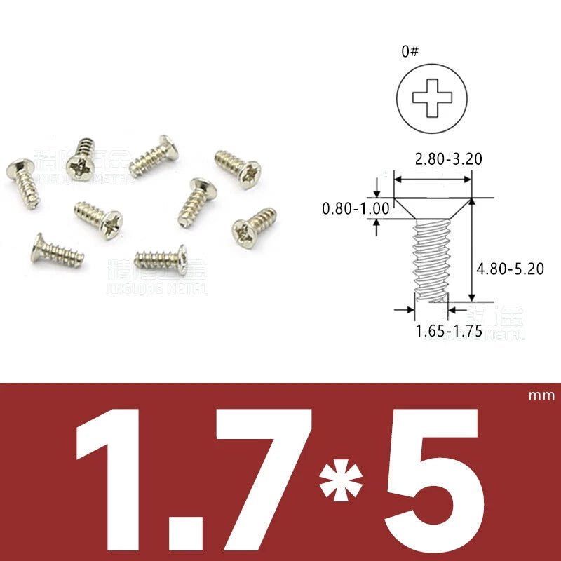 Phillips Countersunk Flat Head Machine Screws M1.2–M1.8 | Zinc & Nickel Plated - HomeDIYer
