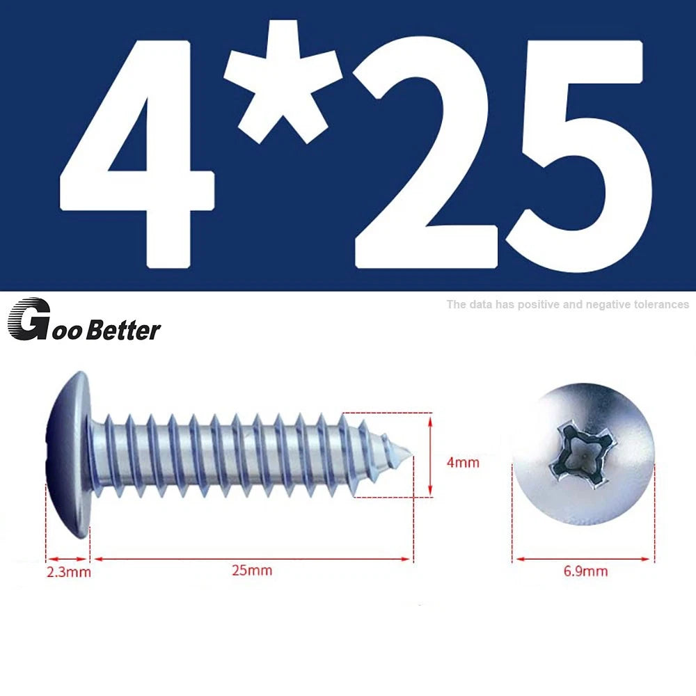 M3 M4 M5 M6 Pan Head Self Tapping Screws – Zinc Plated Carbon Steel