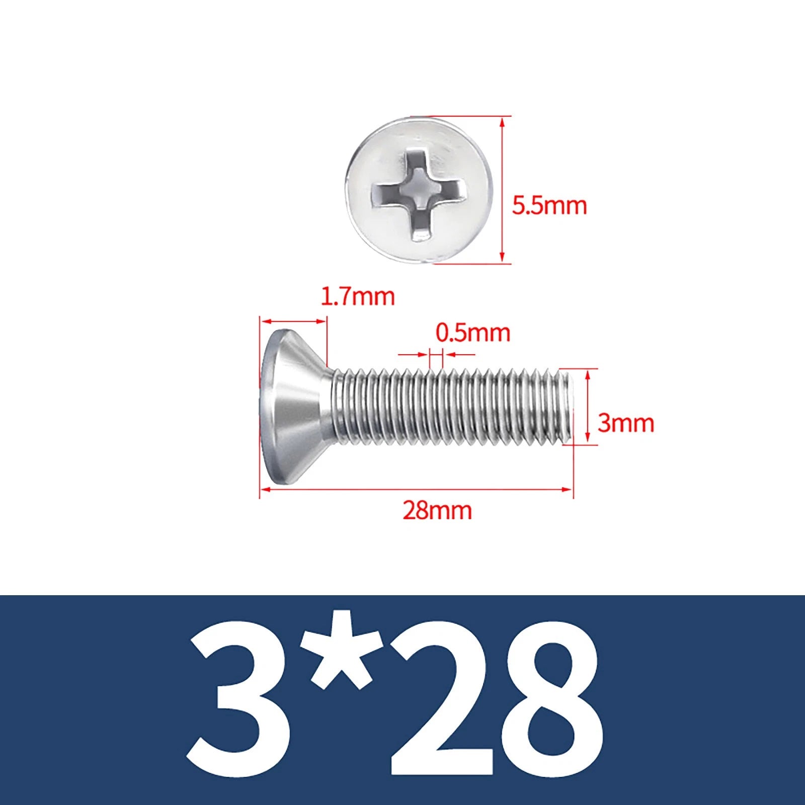 M3–M10 Phillips Countersunk Machine Screws – A2 Stainless Steel, Flat Head, Fully Threaded (3–100mm Overall Length)