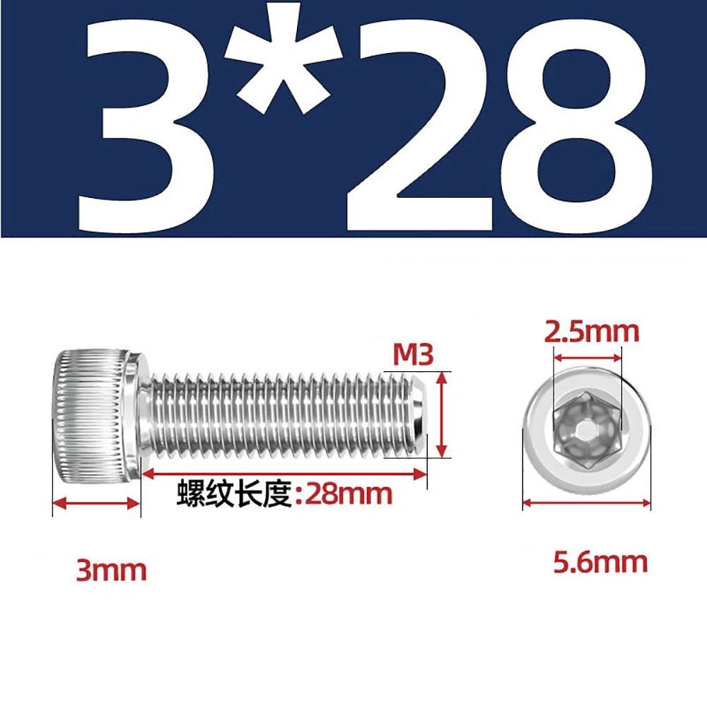 M3 M4 M5 Socket Head Cap Screws – A2 Stainless Steel, High Strength & Corrosion Resistant
