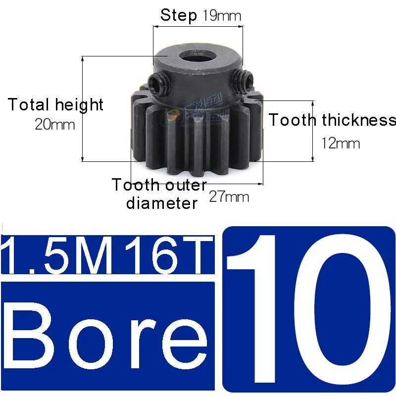 1.5Mod 45# Steel Spur Gears 10-150T Pinion Gear With Step Motor Gear Bore 5-25mm