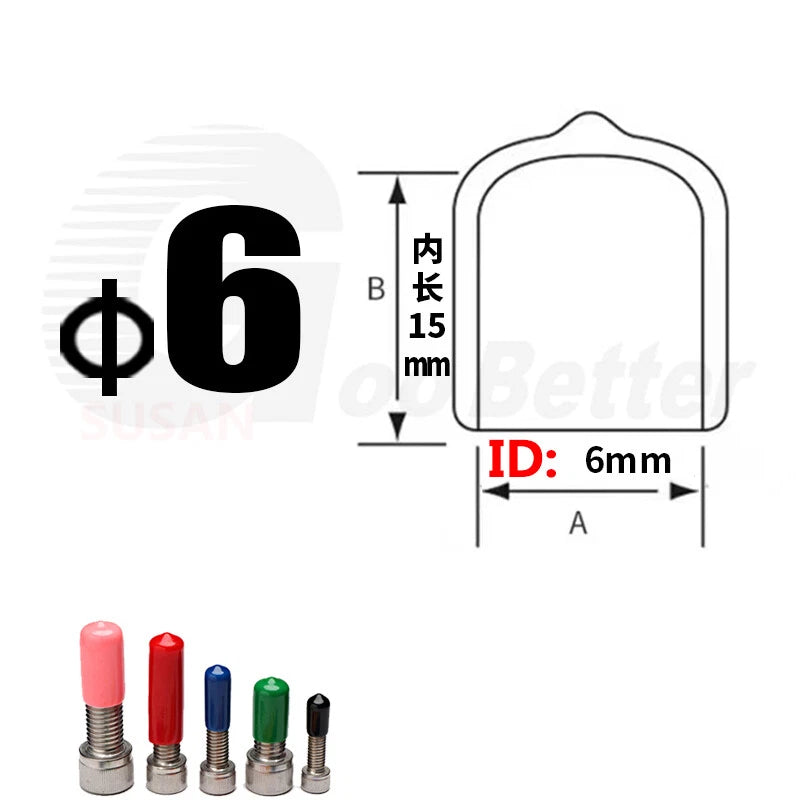 PVC End Caps for Screws, Bolts, Rods & Tubes – Thread Cover Protector, Cable Insulation Caps (1.3mm – 90mm, Black, 15-50mm Lengths)