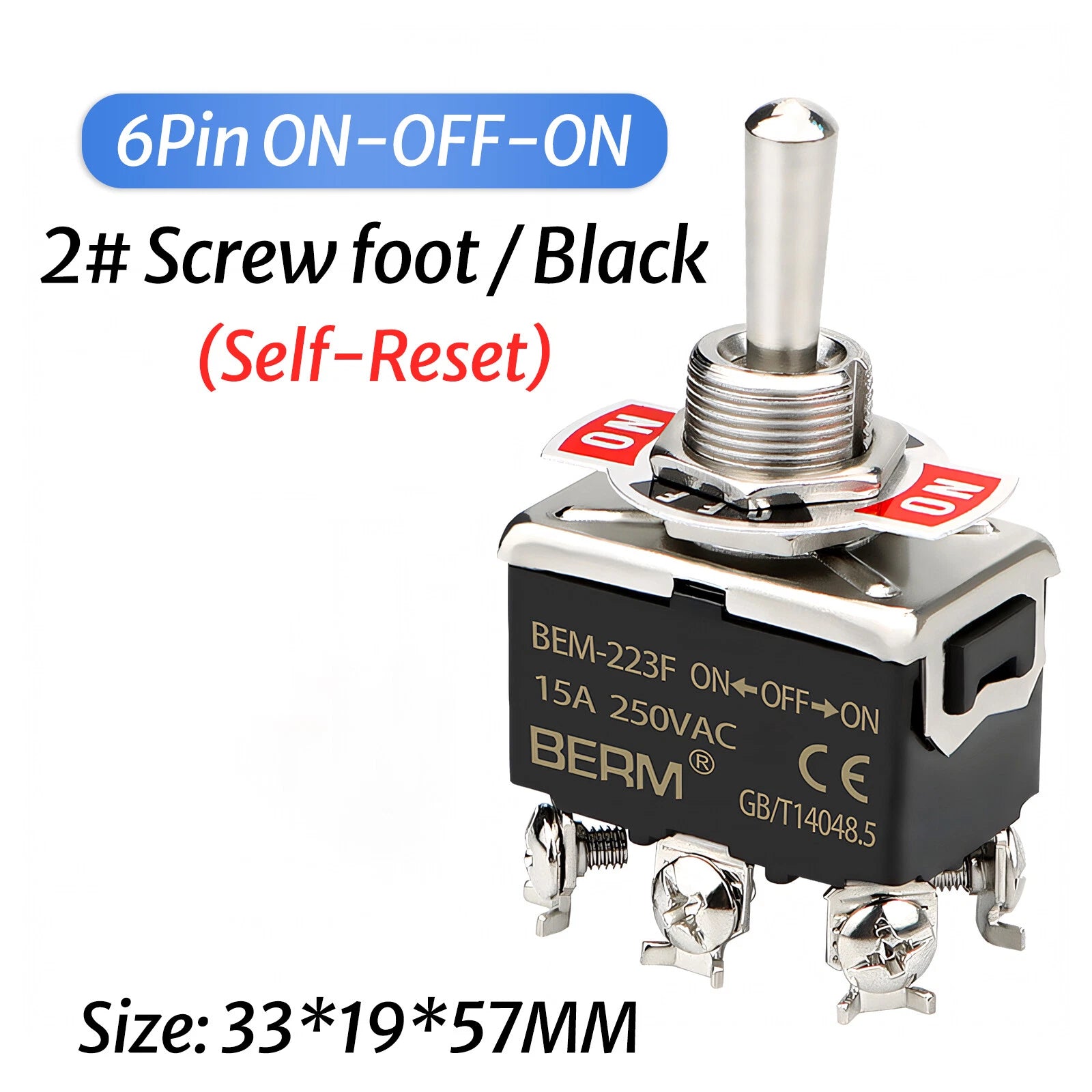 Waterproof Heavy Duty Toggle Switch ON-OFF / ON-OFF-ON | 2–6 Pin | 15A 250V