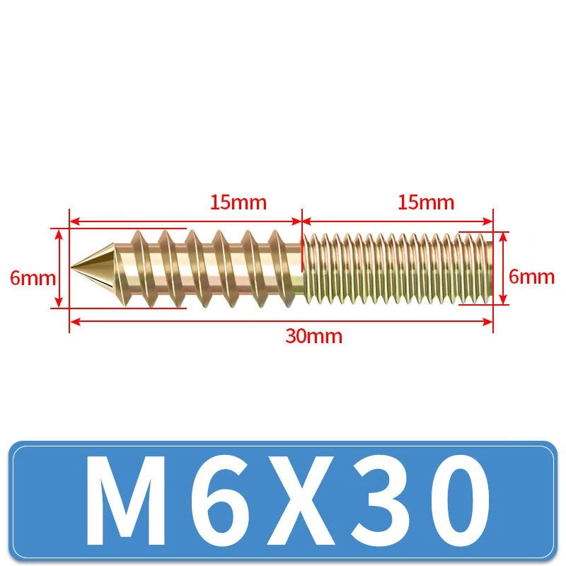 M4 M5 M6 M8 M10 M12 WOOD TO METAL DOWELS DOUBLE ENDED THREADED FURNITURE SCREWS