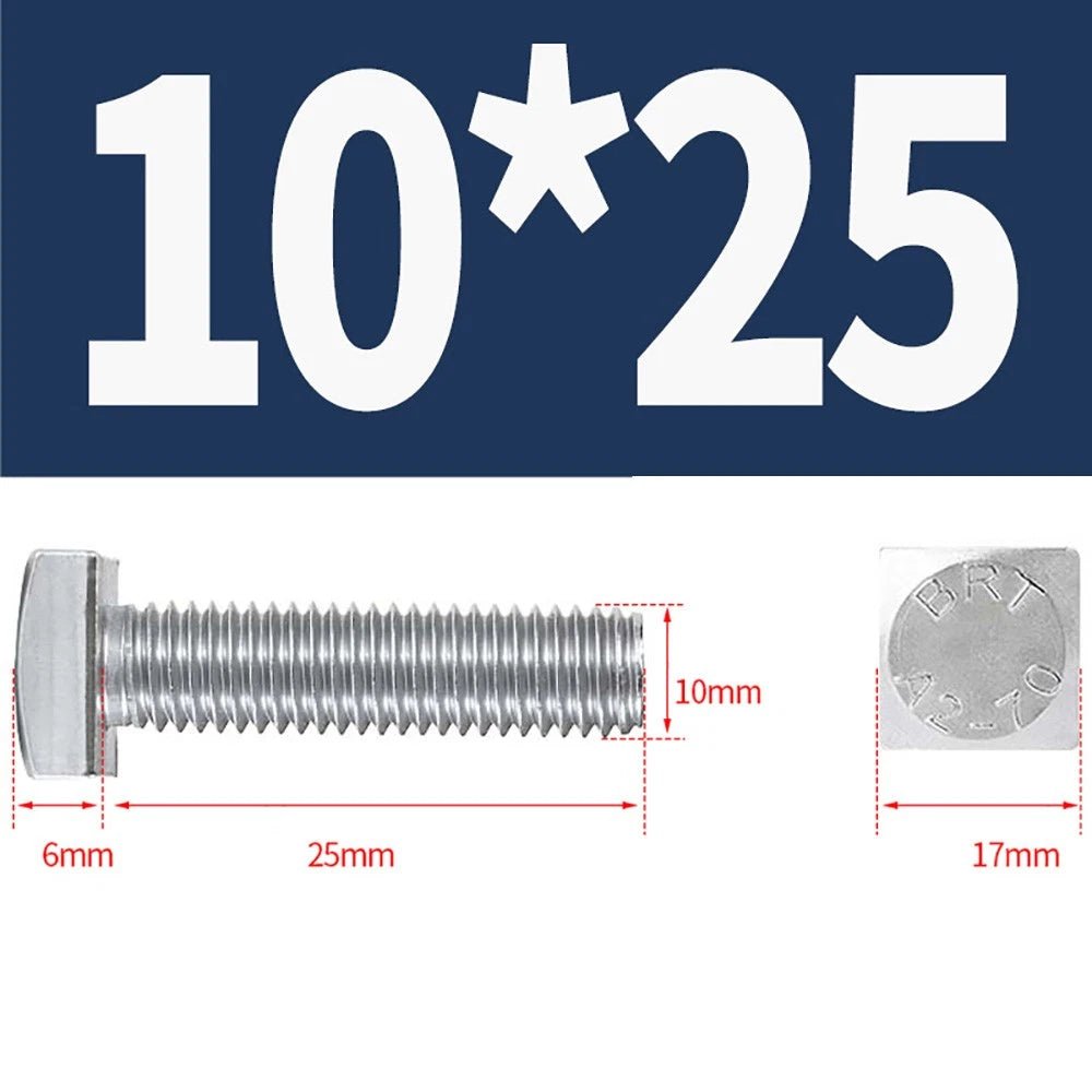 M8 M10 M12 Square Head Bolts Full Threaded 304 Stainless Steel 12–100mm - HomeDIYer