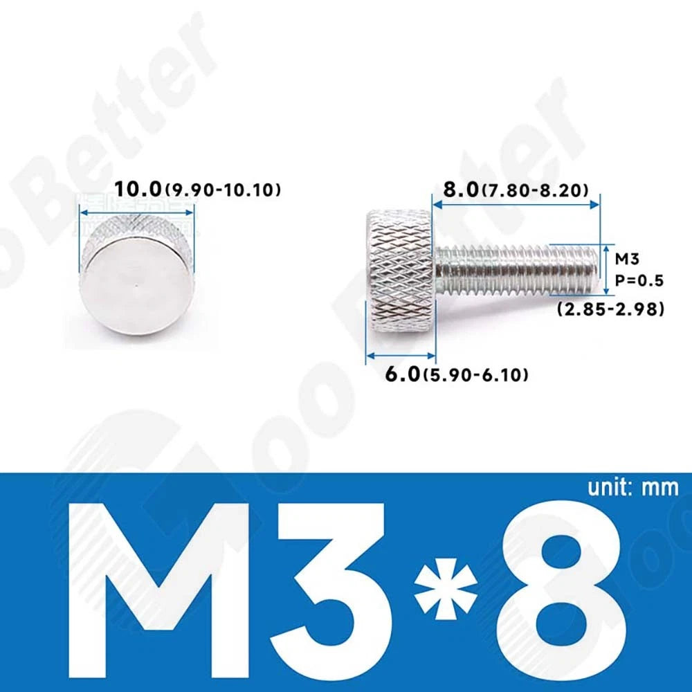 M3 M4 Knurled Thumb Screws – Aluminum Alloy Flat Head Hand Knob Bolts