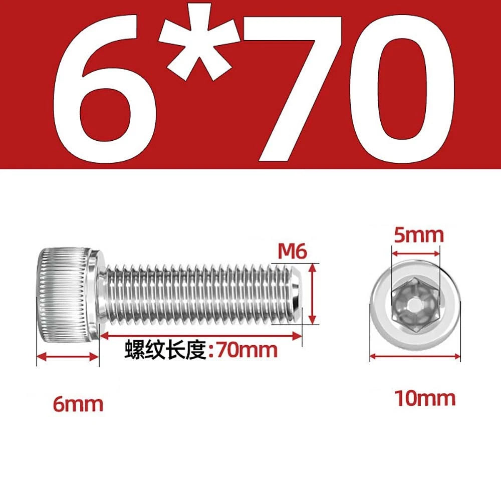 Socket Head Cap Screws – A2 Stainless Steel, M6 to M24, Hex Drive (DIN 912)