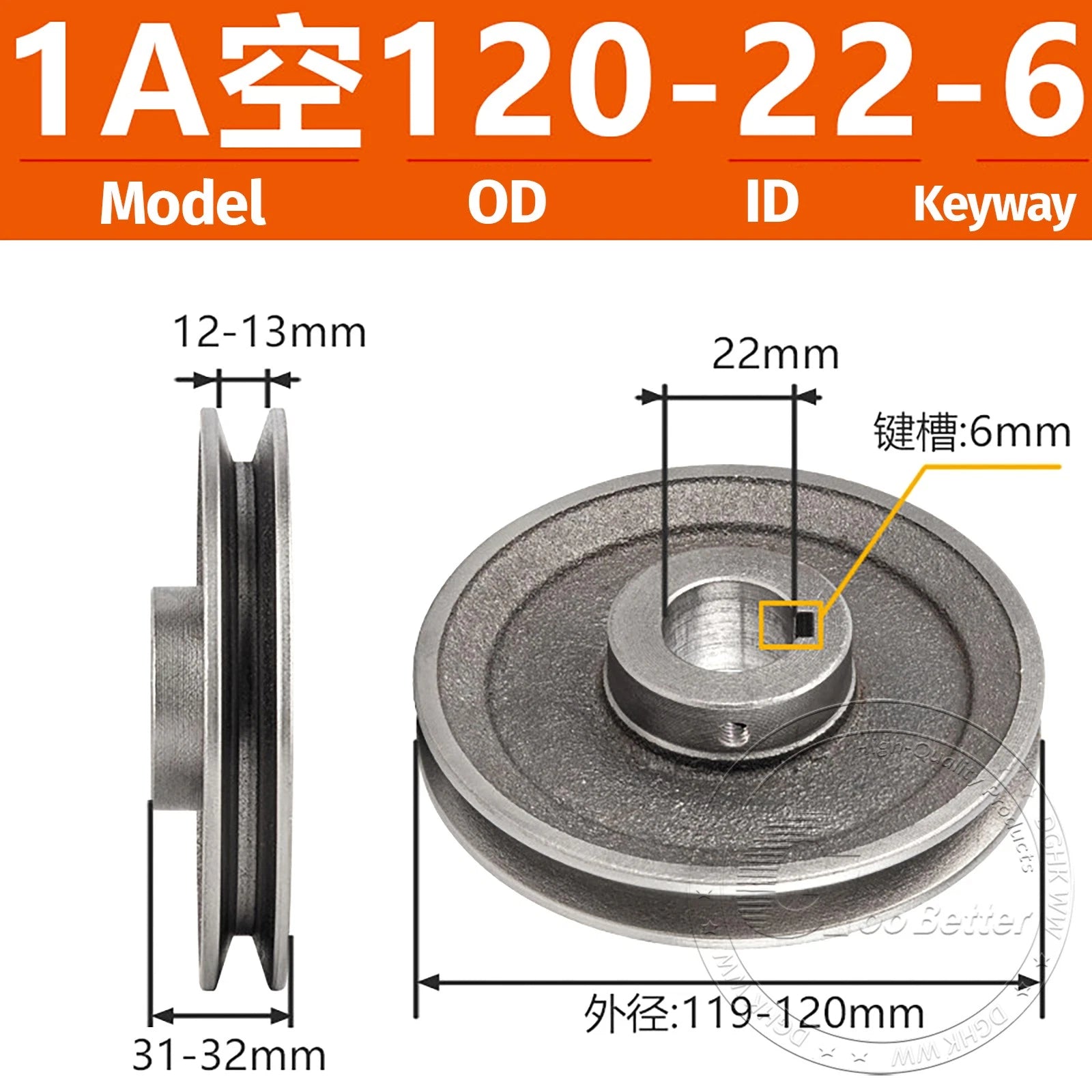 V-Belt Pulley Motor Pulleys Hollow 5-8mm Discs Dia Ø100-300mm For 1A Type Belts