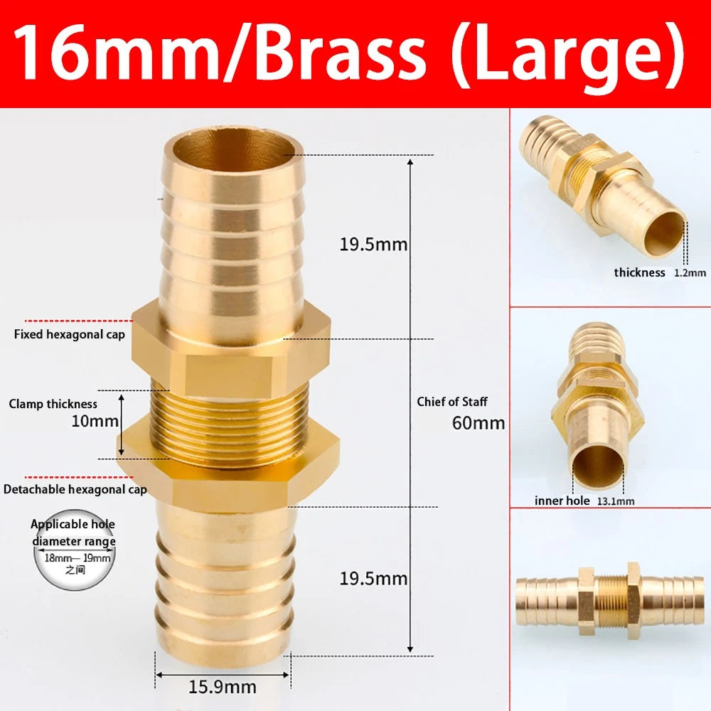 Copper Straight Hose Connector Double-Sided Female Thread