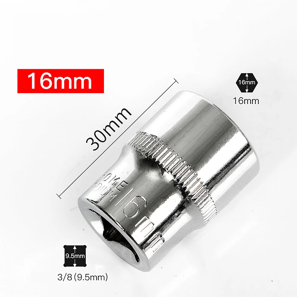 3/8" 6mm-24mm Hex Socket Drive Screwdriver Drill Set Ratchet Wrench Adapter Rod