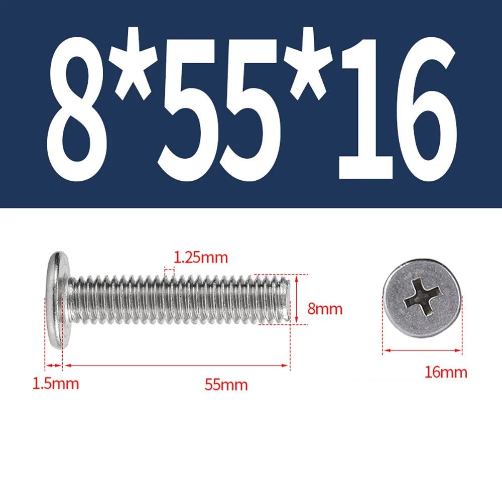 M8 White Phillips Countersunk Screws A2 Stainless Steel | 16mm Head - HomeDIYer