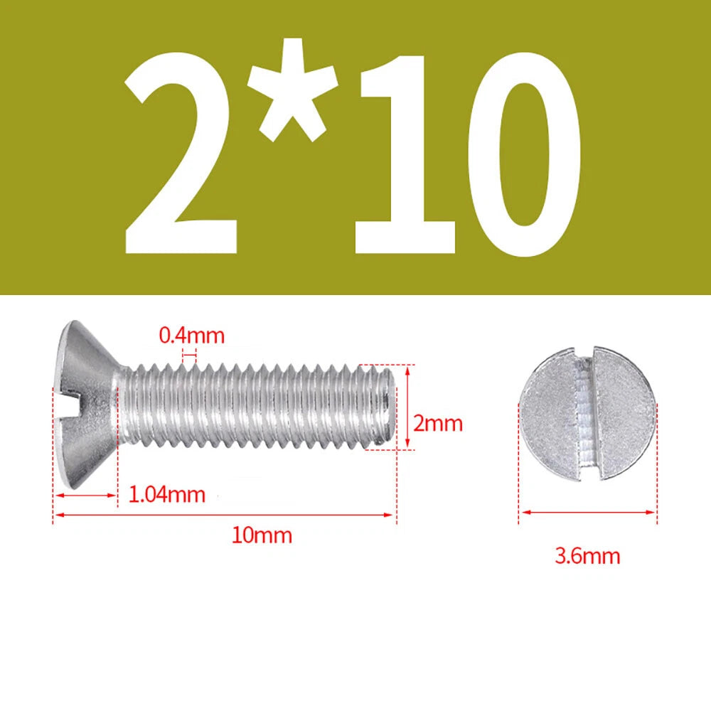 M1.6–M8 A2 Stainless Steel Flat Head Slotted Machine Screws | Countersunk Bolts