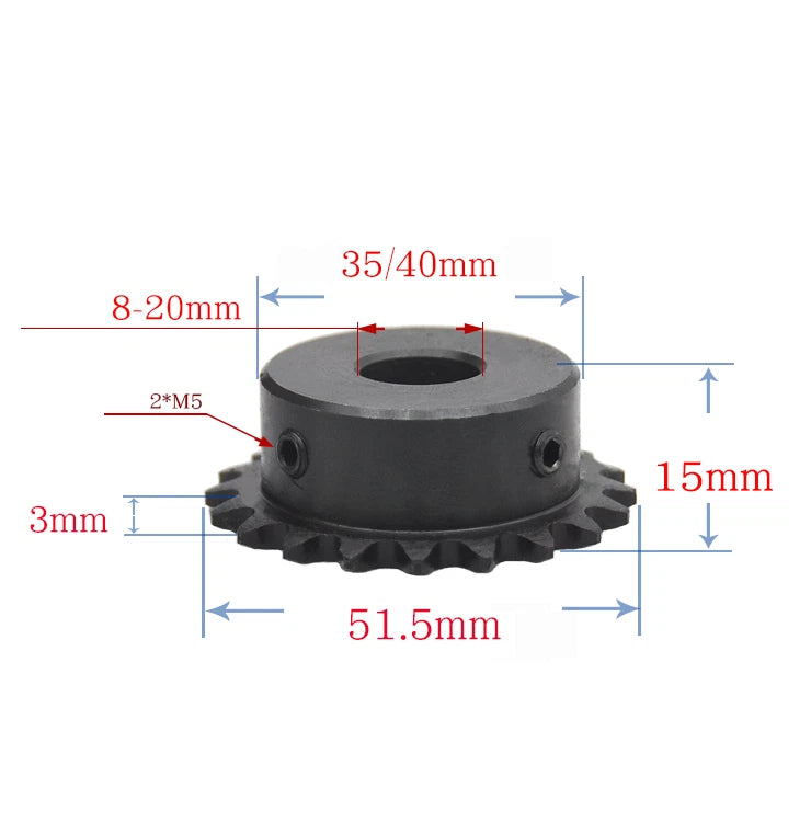 1/4"(6.35mm) Pitch 04C Roller Chain Sprockets 9T-24T Sprocket Wheel Bore 5-20mm