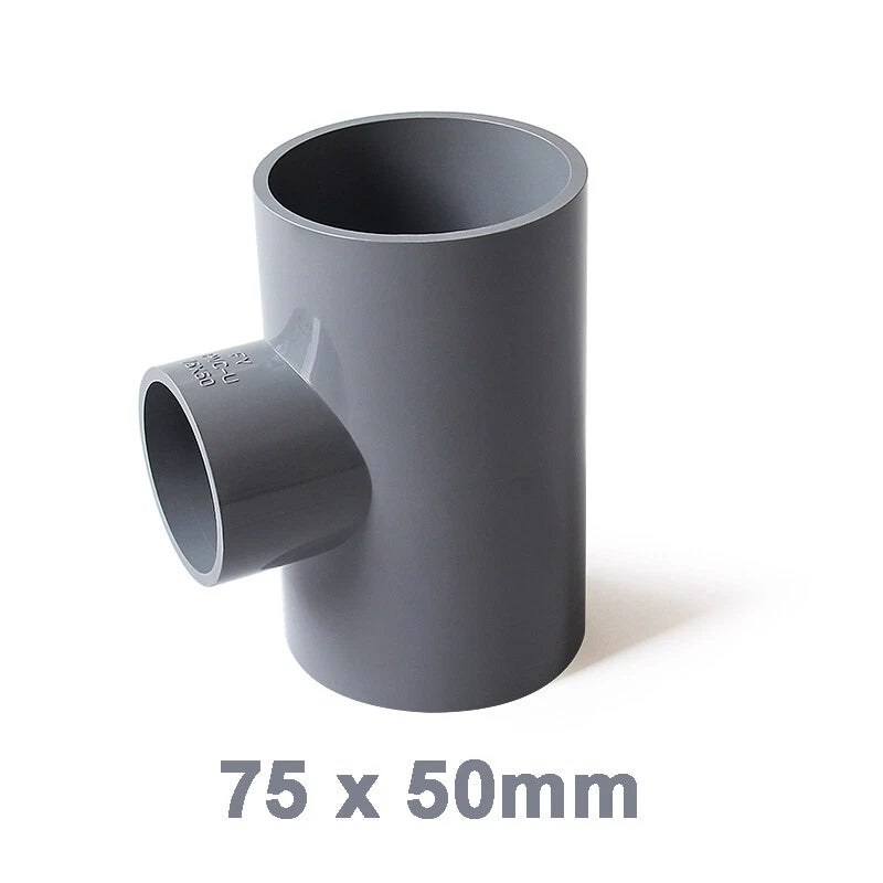 PVC Reducing Tee Pipe & Fittings Solvent Weld Pressure Adapter Connector Grey