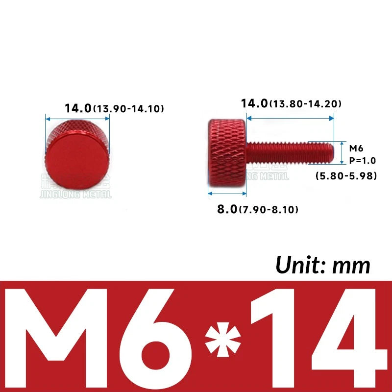 M6 Knurled Thumb Screws Aluminum Alloy DIY Hand Tighten Grip Knob Adjustmen Bolt