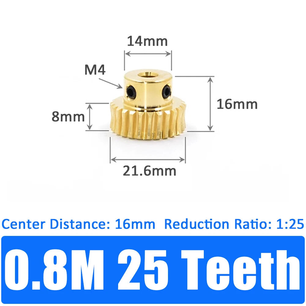 0.5/0.8/1/1.5 Module, 20 to 60 Teeth, Brass Worm Wheel Gear Shaft Hole 4mm-12mm