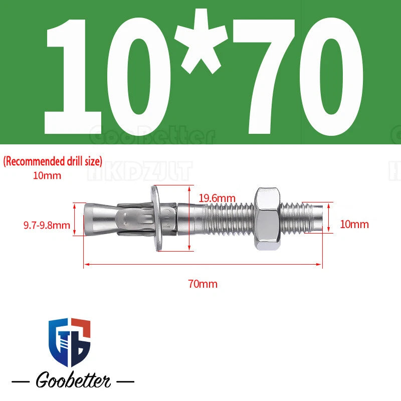 Stainless Steel Through Anchor Bolts — M6 M8 M10 M12 M16 Expansion Bolt