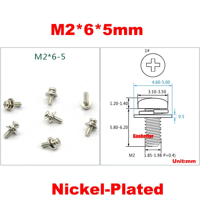 M2 M2.6 M3 M4 Phillips Pan Head Machine Screws with Washer Set – Carbon Steel, Multiple Finishes