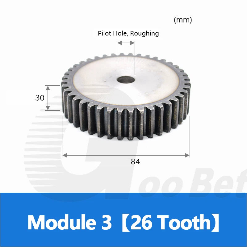Module 3 Spur Gear C45 Steel 12 - 120 Tooth Hardened Motor Pinion Cogwheel Flat
