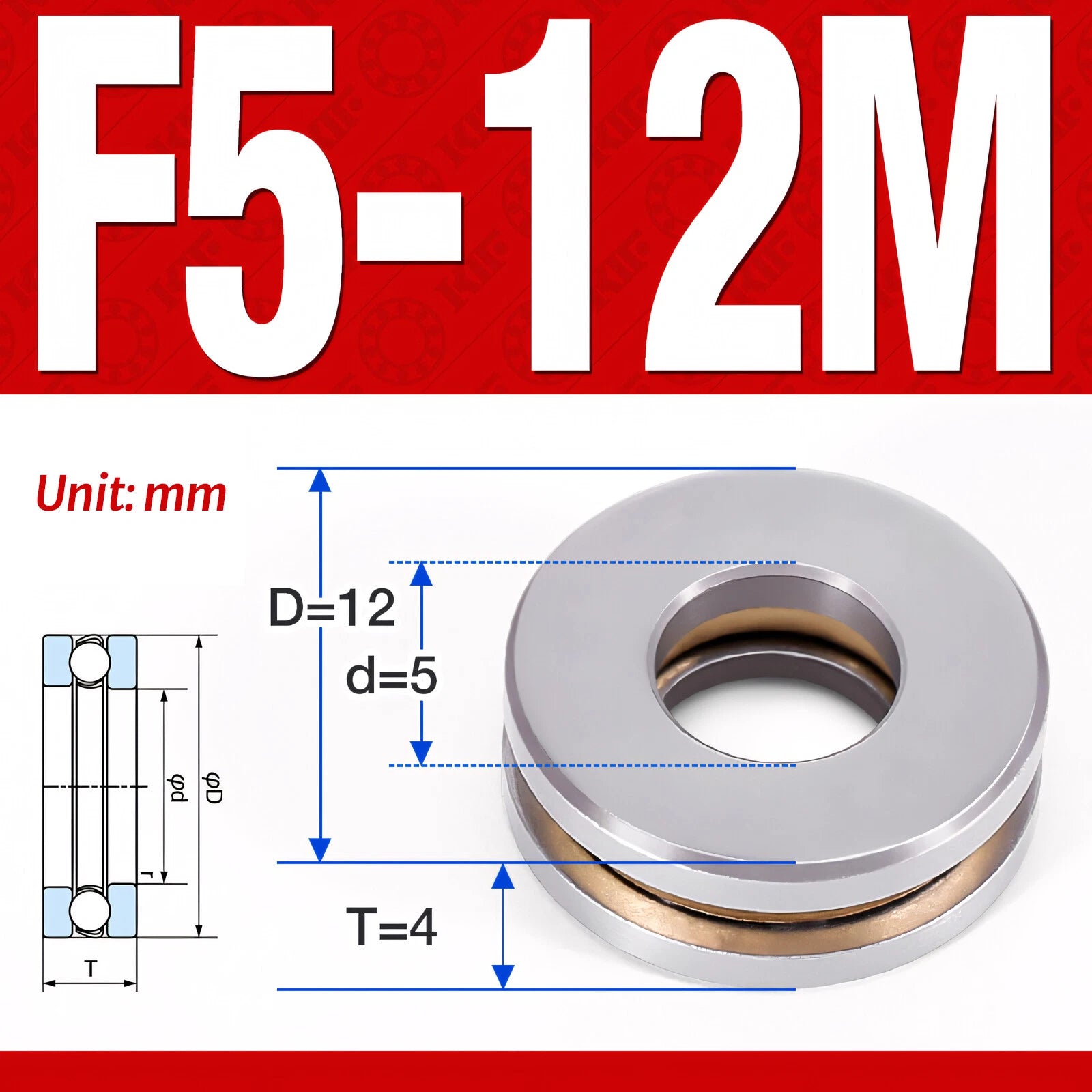 Plane Axial Ball Bearing Thrust Bearings F2-6M - F13-22M- 51100 - 51413 Series
