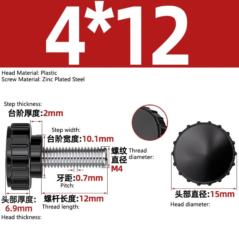 M3-M8 A2/304 Stainless Steel Plastic Knob Thumb Screws Hand Twist DIY Machinery