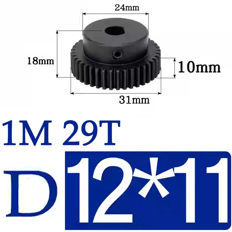 Spur Gears 1 Mod Transmission Gear With Step 45# Steel Pinion Motor Gear 10T~29T