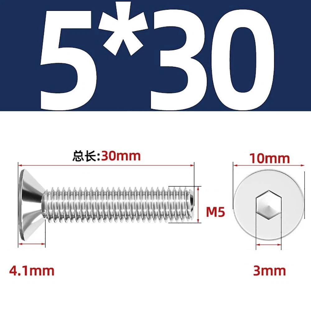 Countersunk Hex Socket Screws – A2 Stainless Steel, M2 to M16, DIN 7991, Fully Threaded