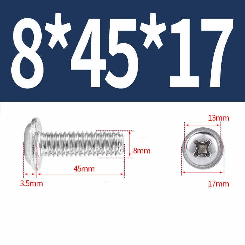 Phillips Flanged Pan Head Machine Screws – 304 / 316 Stainless Steel, Built‑in Washer (3–60mm Lengths)